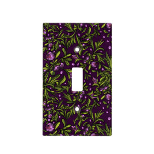 Artistic Floral Motif: Purple Flowers Light Switch Cover