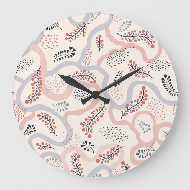 Artistic floral pattern, ornamental autumn decor. large clock (Front)