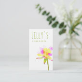 Artistic Floral Watercolor Lotus Natural Skincare  Business Card (Standing Front)