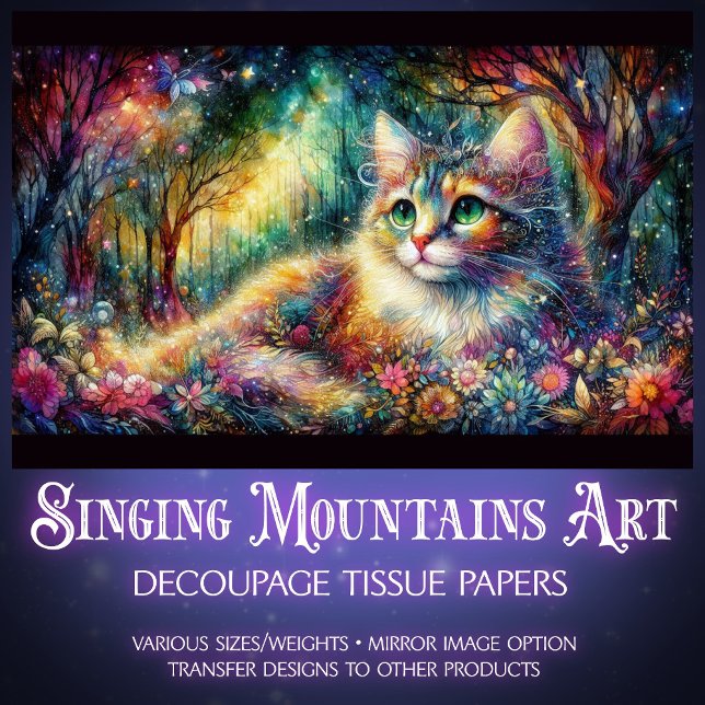  Artistic Floral Woodland Boho Cat Decoupage  Tissue Paper (Creator Uploaded)