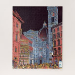 Artistic Florence Italy Europe with Duomo Jigsaw Puzzle<br><div class="desc">Artistic Florence Italy Europe with Duomo. Beautiful night scene of Florence Italy with the Duomo in the background. Photo was taken in Florence in October of 2019 while we were visiting and then I digitized it to be this pretty artwork. Artwork/Photography by Melanie Fine ©.</div>