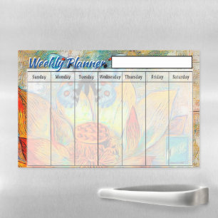 Artistic flower and butterfly magnetic dry erase sheet