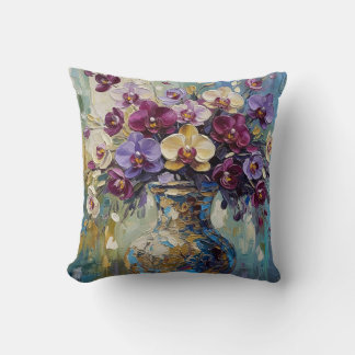 Artistic Flower Design Throw Pillow