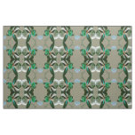 Artistic Flower in Blue, Green and Grey Pattern Fabric