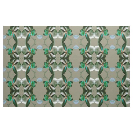 Artistic Flower in Blue, Green and Grey Pattern Fabric