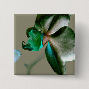 Artistic Flower in Blue, Green and Grey Tones Button