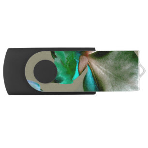 Artistic Flower in Blue, Green and Grey Tones Flash Drive