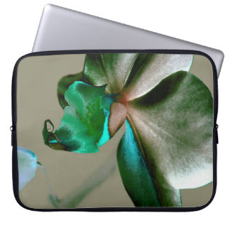 Artistic Flower in Blue, Green and Grey Tones Laptop Sleeve