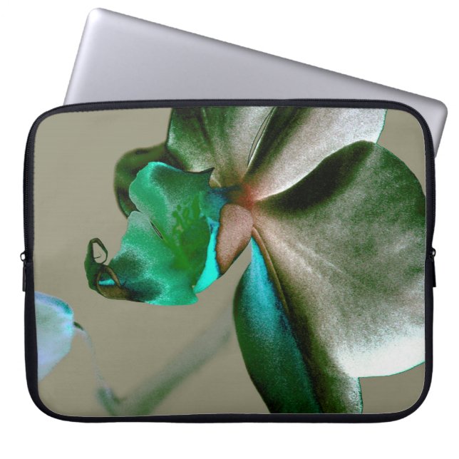 Artistic Flower in Blue, Green and Grey Tones Laptop Sleeve (Front)