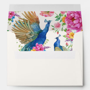 Artistic Flower peacock bird invitation Envelope