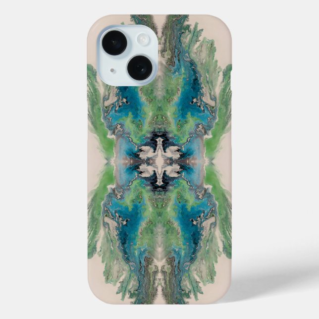 Artistic Fluid Abstract in Aqua & Green  Case-Mate iPhone Case (Back)