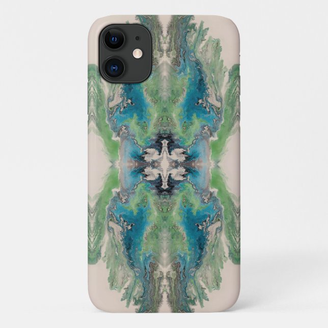 Artistic Fluid Abstract in Aqua & Green Case-Mate iPhone Case (Back)