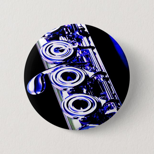 Artistic Flute Silver Metal Beautiful Fun Button (Front)