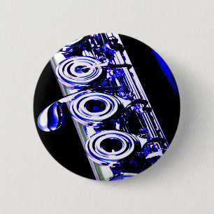 Artistic Flute Silver Metal Beautiful Fun Button