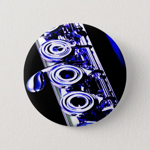 Artistic Flute Silver Metal Beautiful Fun Button