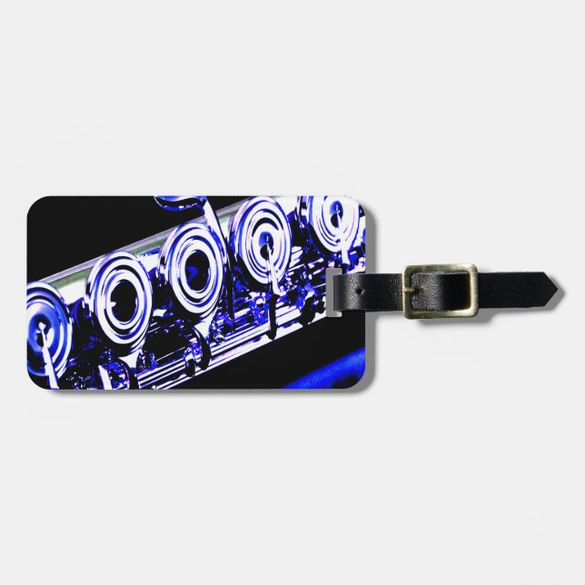 Artistic Flute Silver Metal Beautiful Fun Luggage Tag (Front Horizontal)