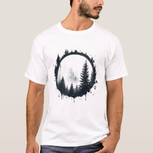 Artistic Forest Circle Tree Floral T-Shirt