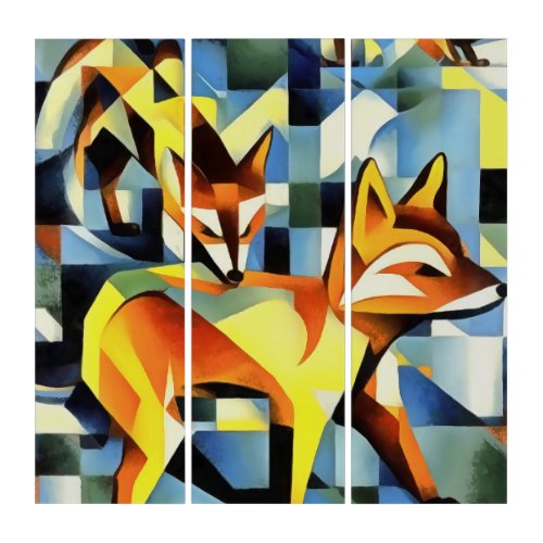 Artistic Foxes In A Geometric Art Style