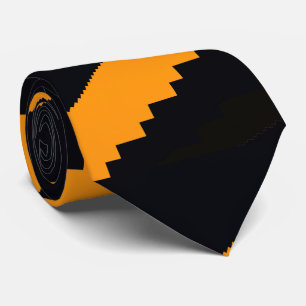 Artistic Fractal Modern Black Orange Stripes Neck Tie