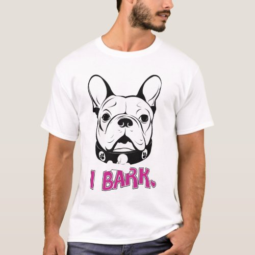 Artistic French Bulldog Bark Design T_Shirt