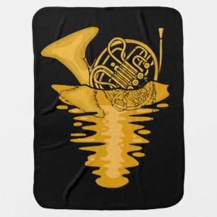 Artistic French Horn Marching Band Men French Horn Baby Blanket