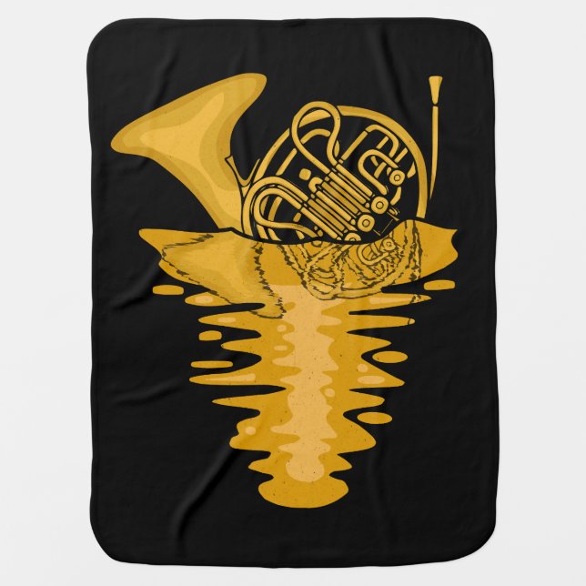 Artistic French Horn Marching Band Men French Horn Baby Blanket (Front)