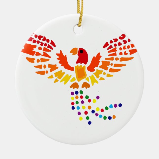 Artistic Fun Phoenix Rising Abstract Art Ceramic Ornament (Front)
