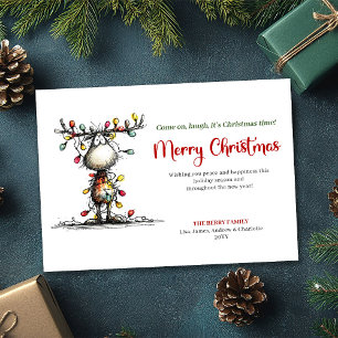 Artistic Funny Reindeer Merry Christmas Card