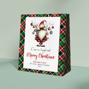 Artistic Funny Santa Red Green Playful Gift Bag