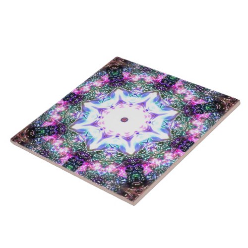 artistic futurist shiny Floral persian mandala   Ceramic Tile