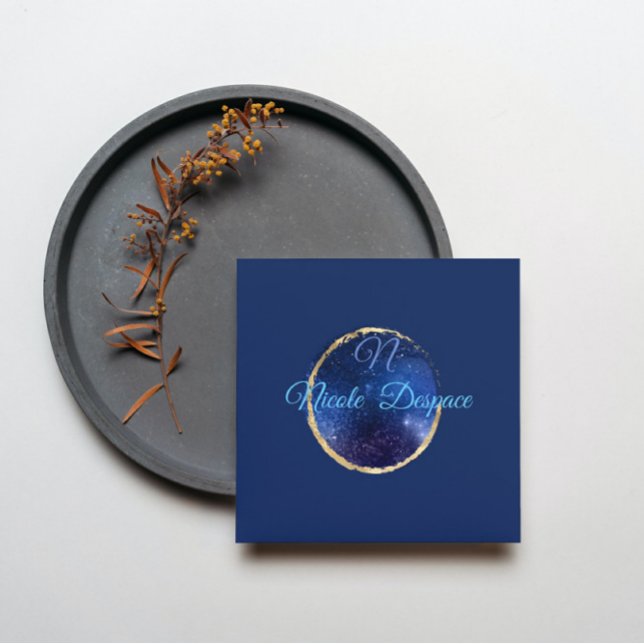 Artistic galaxy  monogrammed square business card (Creator Uploaded)