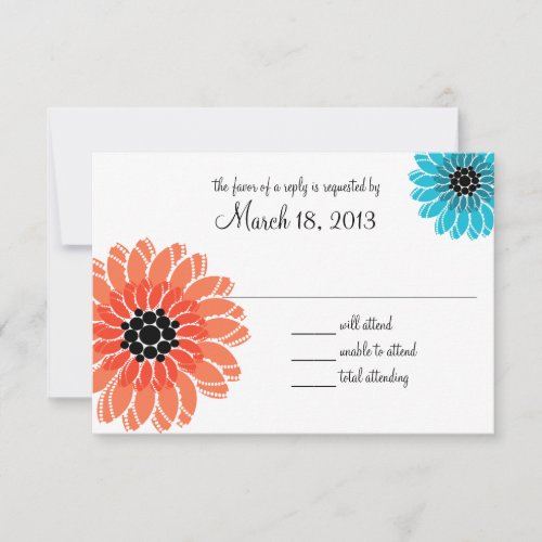 Artistic Garden Coral and Blue Wedding Personalized Invitation