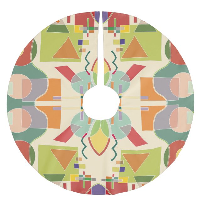 Artistic Geometric: Colorful Seamless Pattern Brushed Polyester Tree Skirt (Front)