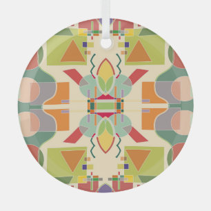 Artistic Geometric: Colorful Seamless Pattern Glass Ornament