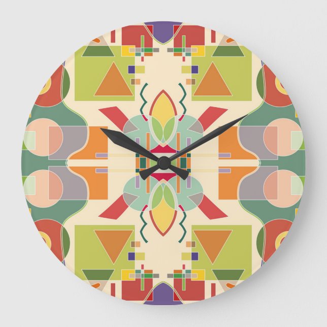 Artistic Geometric: Colorful Seamless Pattern Large Clock (Front)