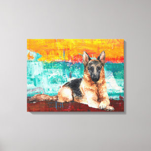Artistic German Shepherd Abstract Painting Canvas Print