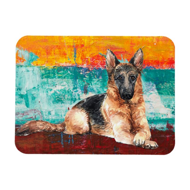 Artistic German Shepherd Abstract Painting  Magnet (Horizontal)