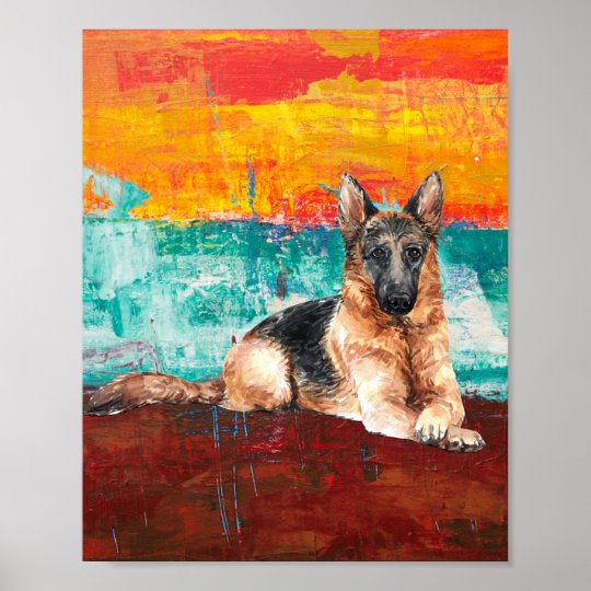 Artistic German Shepherd Abstract Painting Poster | Zazzle.com