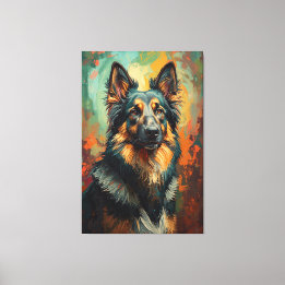Artistic German Shepherd Portrait Vibrant Painting Canvas Print
