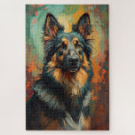 Artistic German Shepherd Portrait Vibrant Painting Jigsaw Puzzle