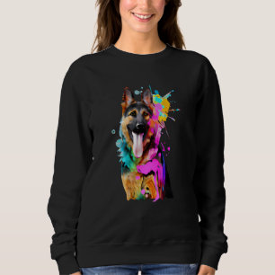 Artistic German Shepherd with Paint Splashes Sweatshirt