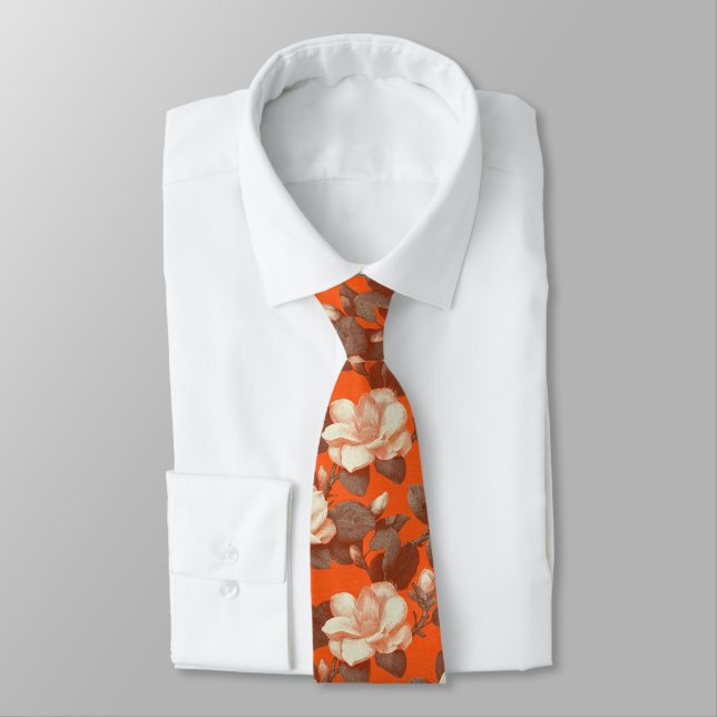 Artistic Gifts For Husband Gardenias Neck Tie (Tied)