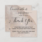 Artistic Glitter Jewelry Thank You For Your Order Square Business Card (Front/Back)