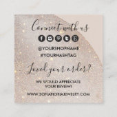 Artistic Glitter Jewelry Thank You For Your Order Square Business Card (Back)