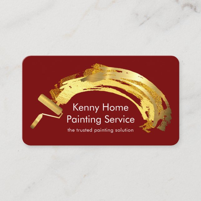 Artistic Gold Brush Paint Splatter  Business Card (Front)