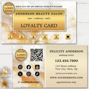 Artistic Gold Chic Loyalty Business Card by sunnysites at Zazzle