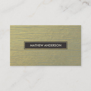 ARTISTIC GOLD FAUX SKETCH STRIPED LINE PATTERN BUSINESS CARD