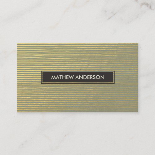 ARTISTIC GOLD FAUX SKETCH STRIPED LINE PATTERN BUSINESS CARD