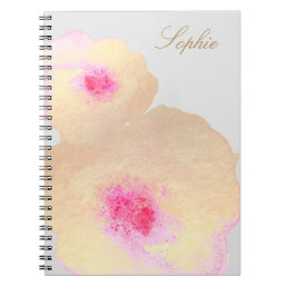 Artistic Gold Floral Watercolor Art Personalized Notebook