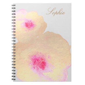 Artistic Gold Floral Watercolor Art Personalized Notebook by sm_business_cards at Zazzle